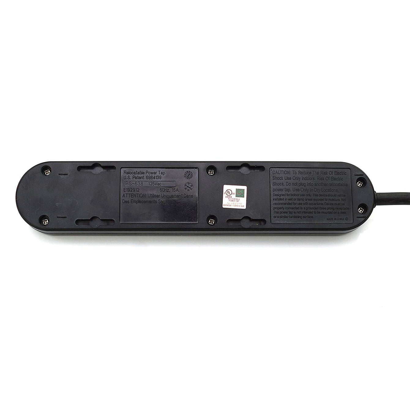 Otimo 12Ft 6-Outlet Power Strip AC125V 14AWG Black -- Office or Home Plug Extension
