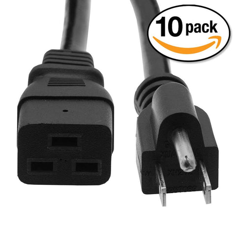 Otimo (10 Pack) 6 Ft Power Cord 5-15 to C19 Black/SJT 14/3