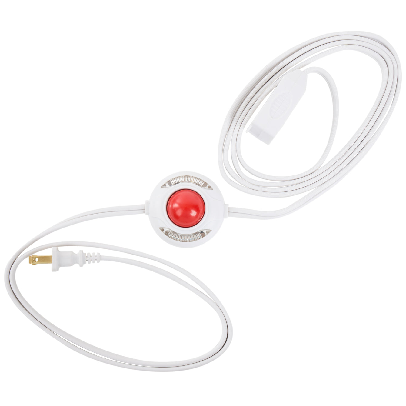 Otimo Lighted Foot Switch with 9 Foot Power Cord -- 3-Outlet Extension Cord -- White Extension Cable