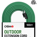 Otimo 100 ft 16/3 Outdoor Heavy Duty Extension Cord - 3 Prong Extension Cord, Green