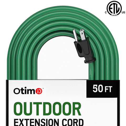 Otimo 50 ft 16/3 Outdoor Heavy Duty Extension Cord - 3 Prong Extension Cord, Green