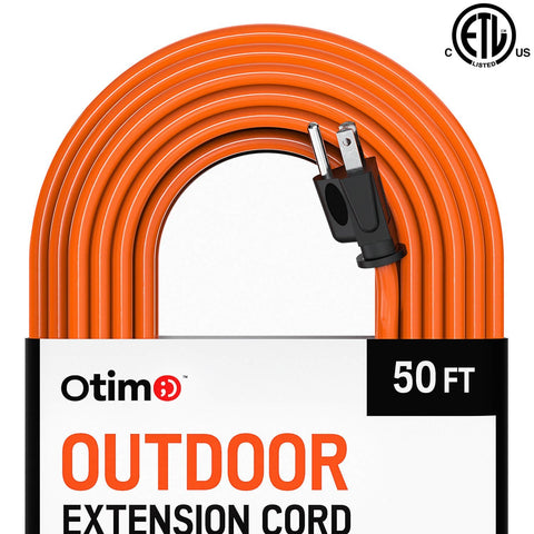 Otimo 50 ft 16/3 Outdoor Heavy Duty Extension Cord - 3 Prong Extension Cord, Orange