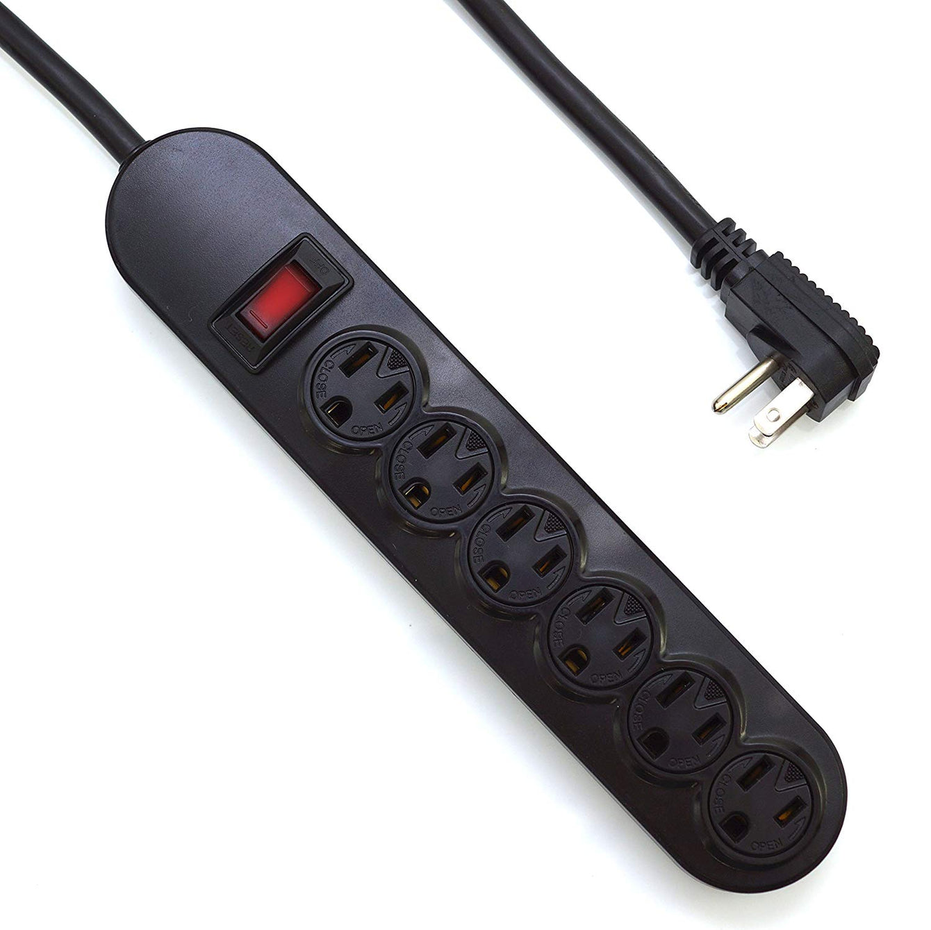 Otimo 12Ft 6-Outlet Power Strip AC125V 14AWG Black -- Office or Home Plug Extension