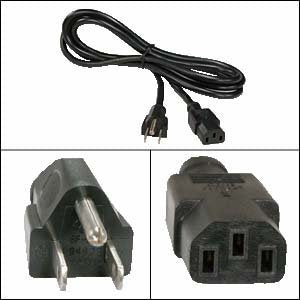 Otimo 25Ft 18AWG NEMA 5-15P to IEC C-13 Black Computer Power Cord