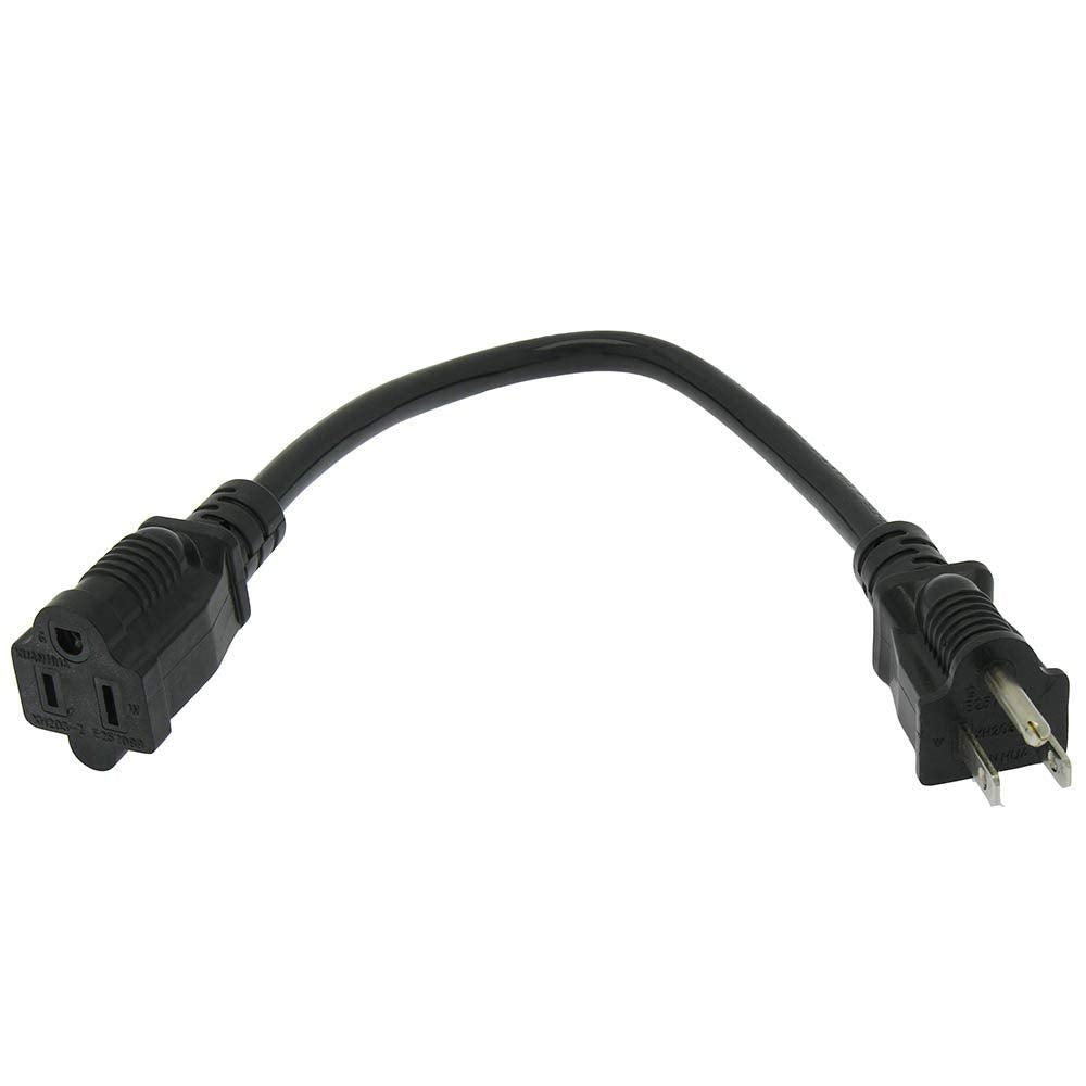 Otimo 1 Ft Power Cord 5-15P to 5-15R Black / SJT 16/3