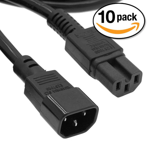 Otimo (10 Pack) 10 Ft Power Cord C14 to C15 Black/SJT 14/3