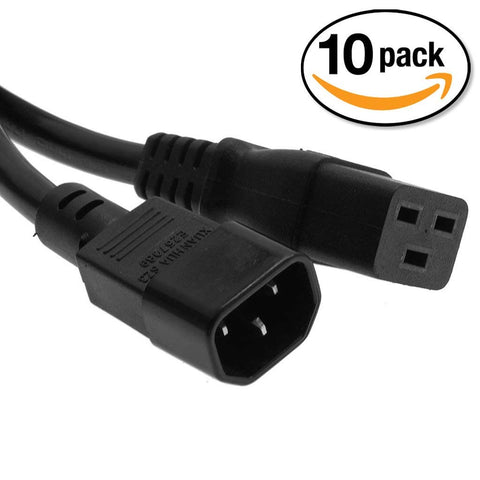 Otimo (10 Pack) 6 Ft Power Cord C14 to C19 Black/SJT 14/3