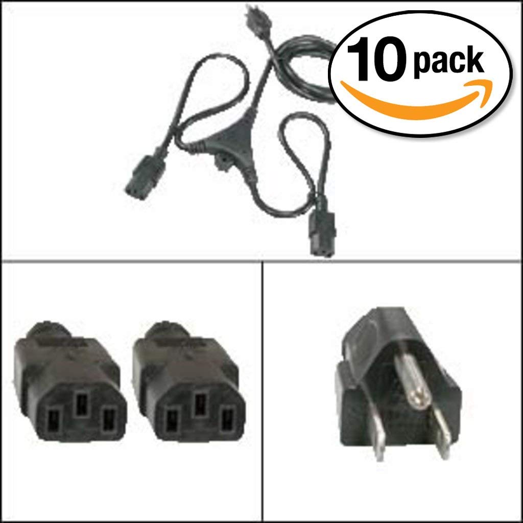 Otimo (10 Pack) 6Ft PC Y Power Cord 5-15P to C-13 Black SJT 18/3