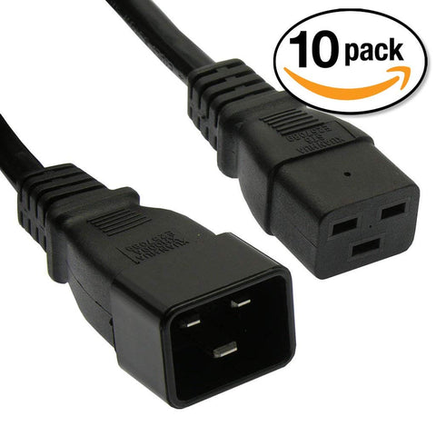 Otimo (10 Pack) 3 Ft Power Cord C19 to C20 Black/SJT 14/3