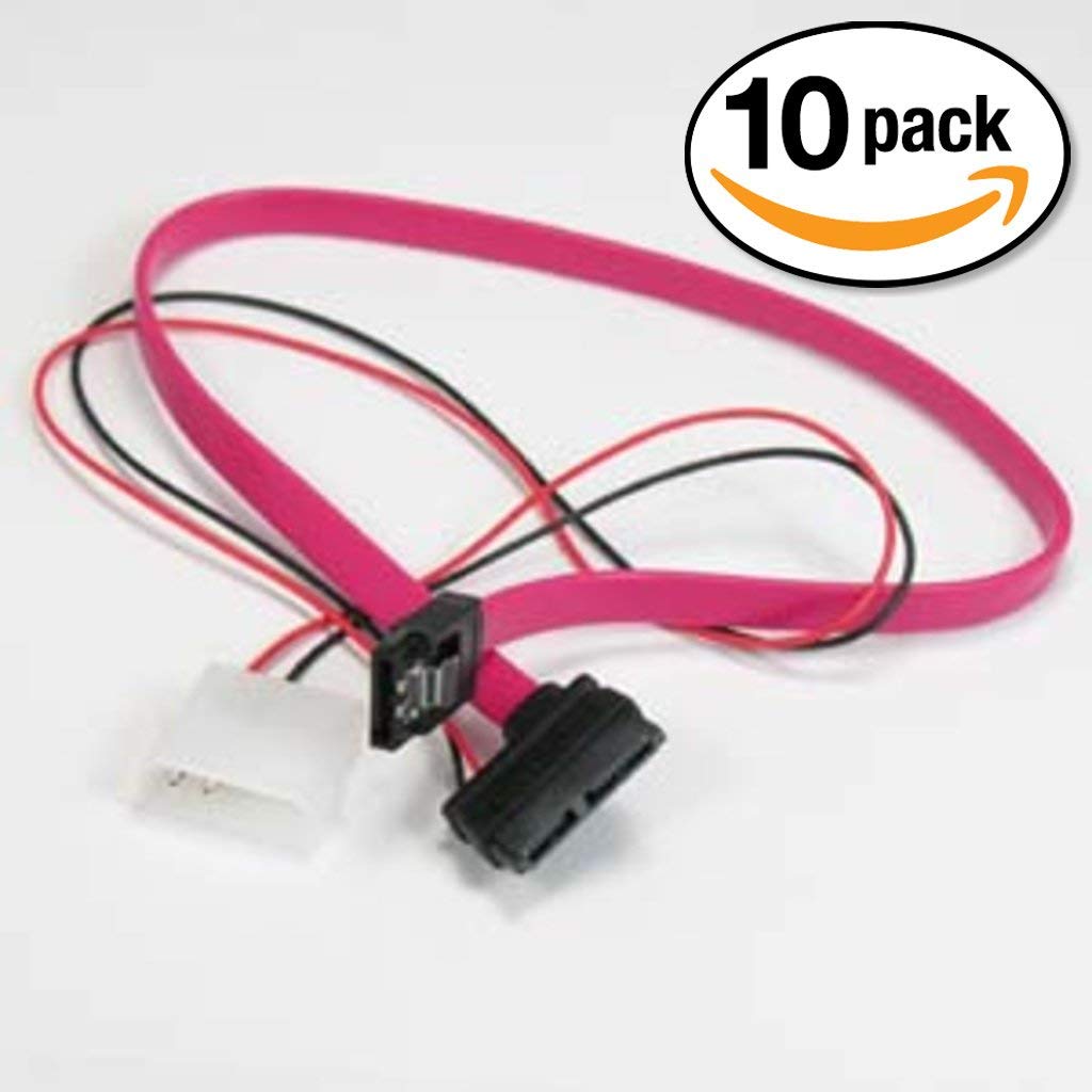 Otimo (10 Pack) SATA 7-Pin to SATA 7+6-Pin Hard Disk Cable 16