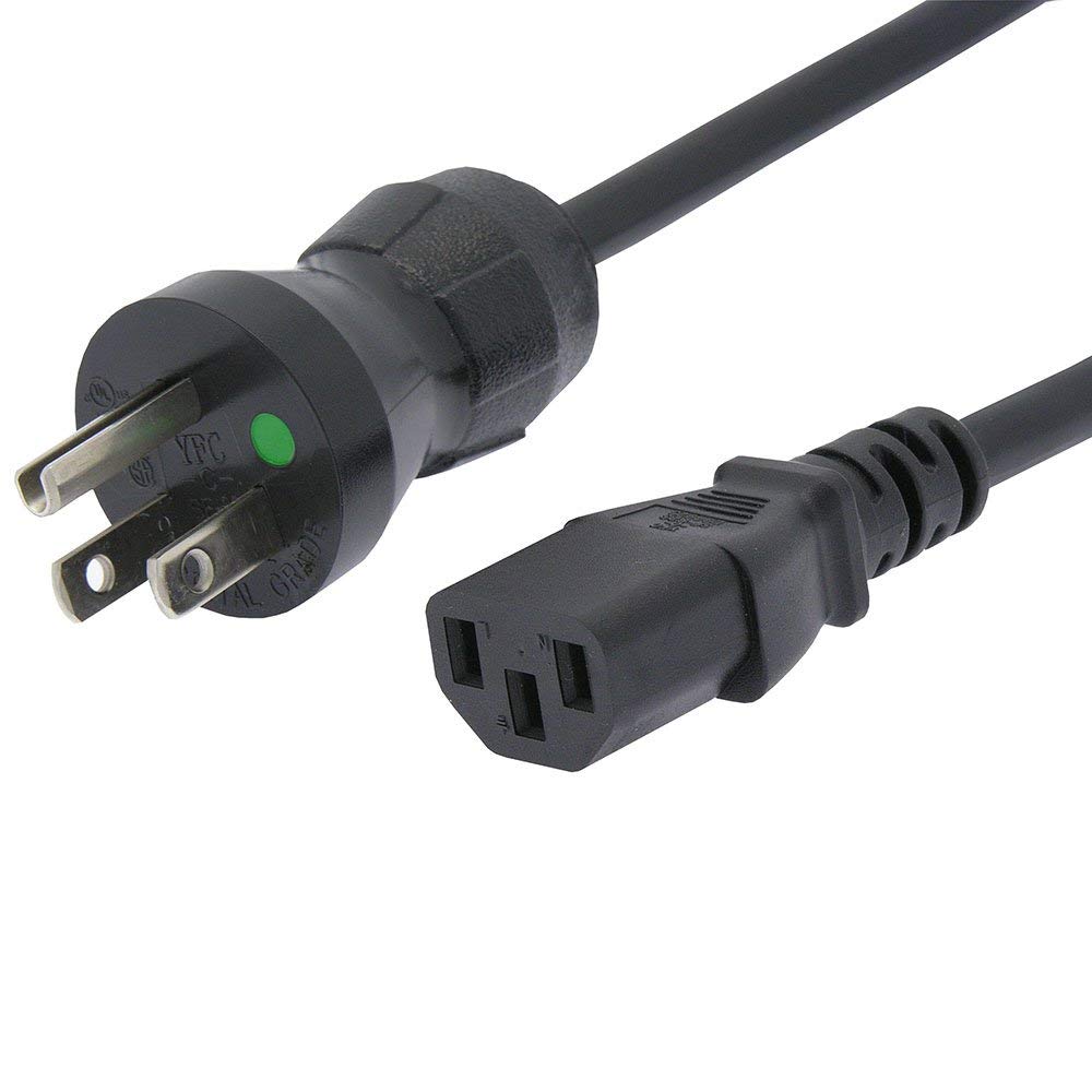 Otimo 3 Ft Hospital Grade Power Cord 5-15P to C13 SJT 16/3 Black