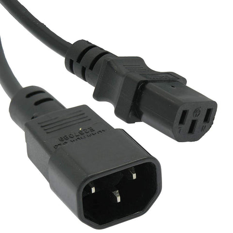 Otimo 3Ft 18AWG IEC C-14 to IEC C-13 Black Computer Power Extension Cord
