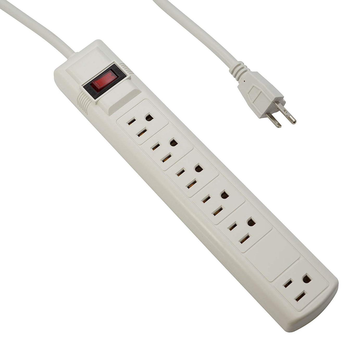 Otimo 6-Outlet Surge Protector Power Strip with 6 Foot Power Cord and LED On Power Strip Indicator, White