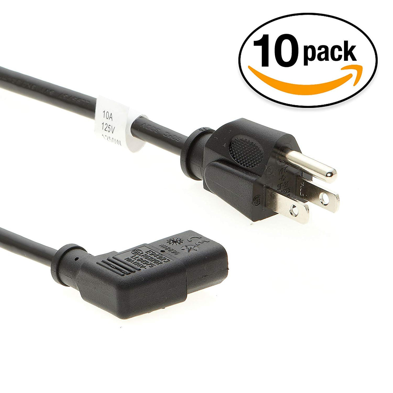 Otimo 3Ft 18AWG NEMA 5-15P to IEC C-13 Right Angle Computer Power Cord