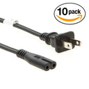 Otimo (10 Pack) 6Ft Non-Polarized Power Cord - SPT-2 18/2 SF-21+85A - Black