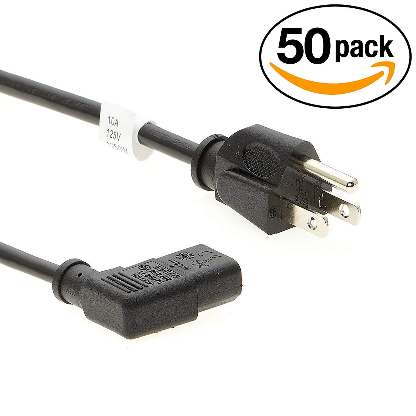 Otimo 3Ft 18AWG NEMA 5-15P to IEC C-13 Right Angle Computer Power Cord