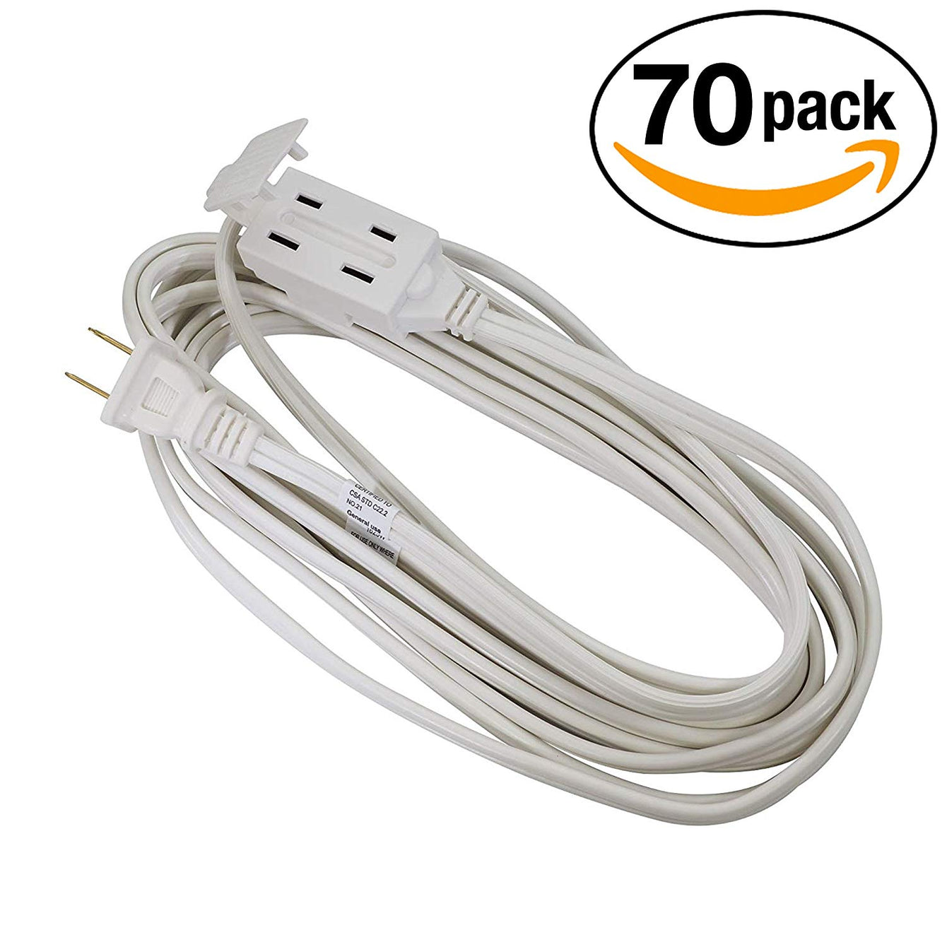 Otimo 3-Outlet Power Extension Cord 16/2, White