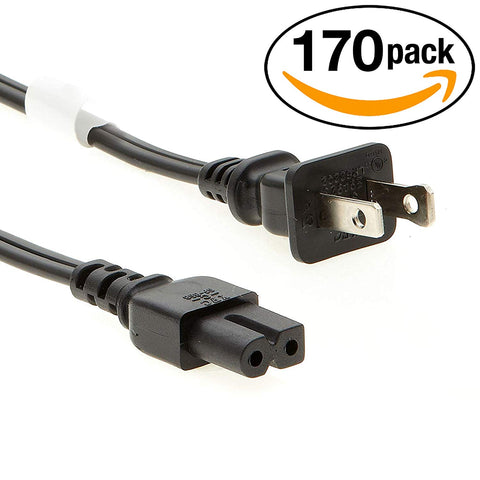 Otimo (170 Pack) 6Ft 2 Prong Polarized Power Cord NIMA1-15 to C7 18/2 - Compatible Popular Cable Modems/Boxes, TV, Monitors, Sony Playstation (Original Only) More!