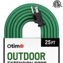 Otimo 25 ft 16/3 Outdoor Heavy Duty Extension Cord - 3 Prong Extension Cord, Green