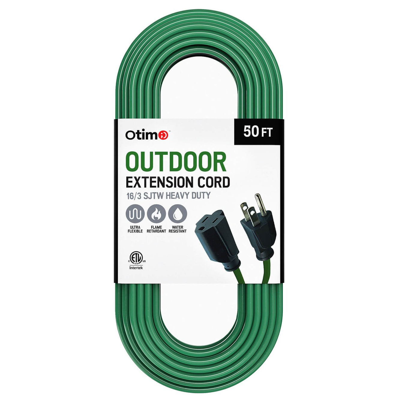Otimo 50 ft 16/3 Outdoor Heavy Duty Extension Cord - 3 Prong Extension Cord, Green