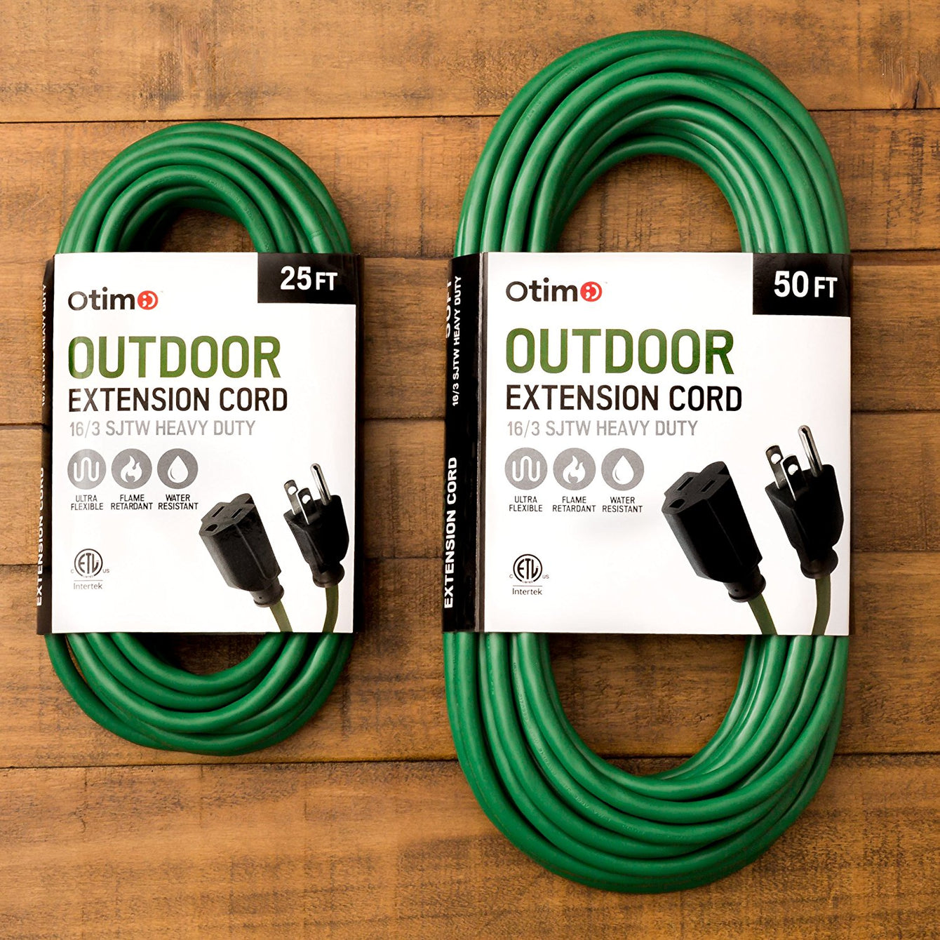 Otimo 50 ft 16/3 Outdoor Heavy Duty Extension Cord - 3 Prong Extension Cord, Green