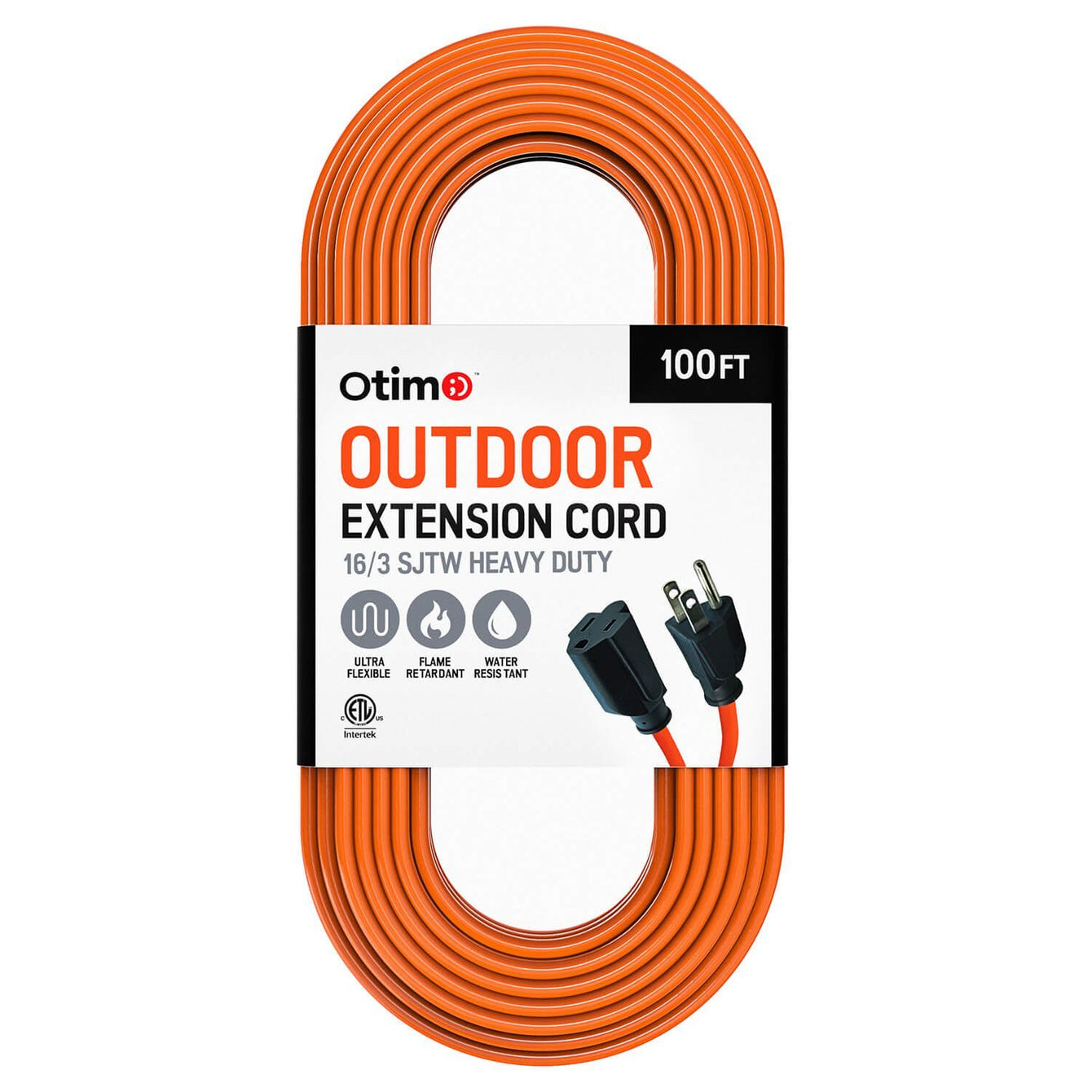 Otimo 100 ft 16/3 Outdoor Heavy Duty Extension Cord - 3 Prong Extension Cord, Orange