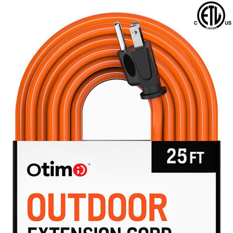 Otimo 25 ft 16/3 Outdoor Heavy Duty Extension Cord - 3 Prong Extension Cord, Orange