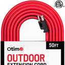 Otimo 50 ft 12/3 Outdoor Extra Heavy Duty Extension Cord - 3 Prong Extension Cord, Red